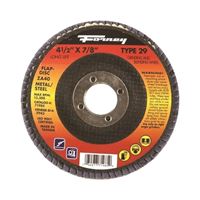 Forney 71926 Flap Disc, 4-1/2 in Dia, 7/8 in Arbor, 36 Grit, Medium, Zirconia Aluminum Abrasive 
