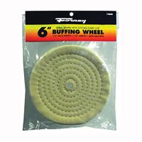 Forney 72040 Buffing Wheel, 6 in Dia, 1/2 in Thick, 1/2 in Arbor, Cotton 