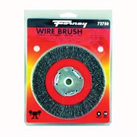 Forney 72750 Wire Bench Wheel Brush, 6 in Dia, 1/2 to 5/8 in Arbor/Shank, 0.014 in Dia Bristle 
