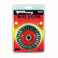 Forney 72760 Wire Wheel Brush, 4 in Dia, 5/8-11 Arbor/Shank, 0.02 in Dia Bristle, Carbon Steel Bristle 