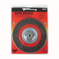 Forney 72762 Wire Bench Wheel Brush, 8 in Dia, 1/2 to 5/8 in Arbor/Shank, 0.014 in Dia Bristle 