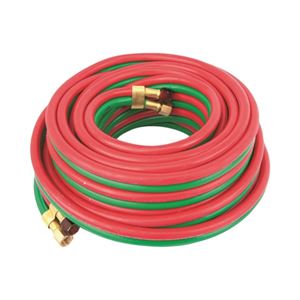 Forney 86145 Welder Torch Hose, 1/4 in ID, 25 ft L, 100 psi Pressure, 9/16-18 Thread, Neoprene, Green/Red