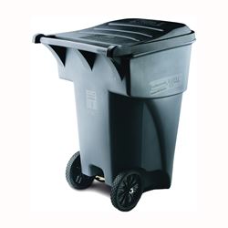 Rubbermaid FG9W2200GRAY Rollout Container, 95 gal Capacity, Polyethylene, Gray, Lift Up Closure 