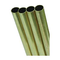 K & S 1144 Decorative Metal Tube, Round, 36 in L, 3/32 in Dia, 0.014 in Wall, Brass, Pack of 5 