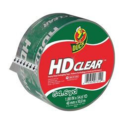 Duck HD Clear 297438 Packaging Tape, 54.6 yd L, 1.88 in W, Clear 
