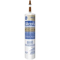 GE Advanced Silicone 2 2813701 Window & Door Sealant, Brown, 24 hr Curing, 10.1 fl-oz Cartridge, Pack of 12 