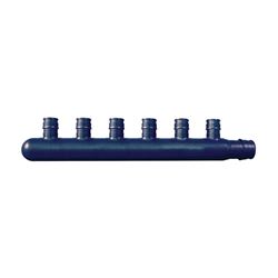Apollo ExpansionPEX Series EPXM6PT Closed Manifold, 9 in OAL, 1-Inlet, 3/4 in Inlet, 6-Outlet, 1/2 in Outlet, Brass 