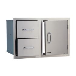 BULL 25876 Grill Cabinetry, 33 in L, 20-1/2 in W, 22 in H, 2 -Drawer, Stainless Steel, Metallic 