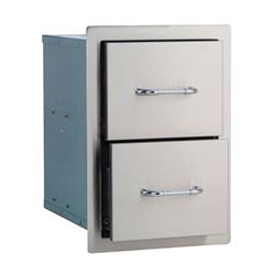 BULL 56985 Double Drawer, 20-3/4 in L, 12-3/4 in W, 19-1/2 in H, 2 -Drawer, Stainless Steel 