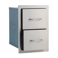 Bull 56985 Double Drawer, 20-3/4 in L, 12-3/4 in W, 19-1/2 in H, 2-Drawer, Stainless Steel 