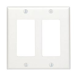 Leviton 80409-NW Wallplate, 4-1/2 in L, 4.56 in W, 2 -Gang, Nylon, White 