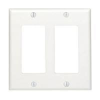 Leviton 80409-NW Wallplate, 4-1/2 in L, 4.56 in W, 2 -Gang, Nylon, White 
