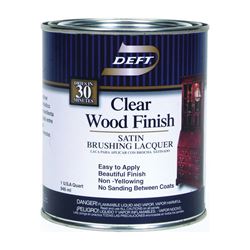 DEFT 017-04 Brushing Lacquer, Liquid, Clear, 1 qt, Can 