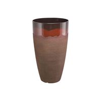 Landscapers Select PT-S065 Planter, 12 in Dia, 21 in H, Tall Round, Resin, Red, Red Wave, Pack of 4 