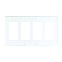 Eaton Cooper Wiring 2164W-BOX Wallplate, 4-1/2 in L, 8.19 in W, 4 -Gang, Thermoset, White, High-Gloss 