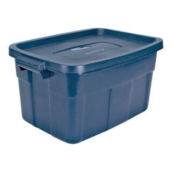 Rubbermaid Roughneck RMRT140008 Nestable Storage Box, Polyethylene, Dark Indigo, 23.9 in L, 15.9 in W, 12.2 in H 6 Pack 