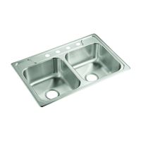 Sterling Middleton Series 14708-4-NA Kitchen Sink, 4-Faucet Hole, 22 in OAW, 8 in OAD, 33 in OAH, Stainless Steel 