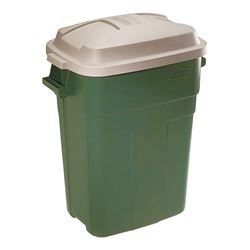Rubbermaid 297900EGRN Trash Can, 30 gal Capacity, Plastic, Evergreen, Snap-Fit Lid Closure, Pack of 6 