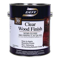 DEFT 011-01 Brushing Lacquer, Semi-Gloss, Liquid, Clear, 1 gal, Can 4 Pack 