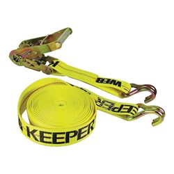 Keeper 04624 Tie-Down, 2 in W, 40 ft L, Polyester, Yellow, 3333 lb, J-Hook End Fitting, Steel End Fitting 