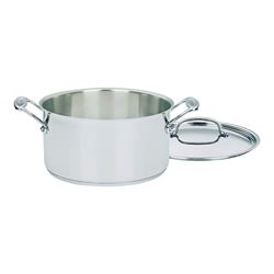 Cuisinart 744-24 Stock Pot with Lid, 6 qt Capacity, Aluminum/Stainless Steel, Polished Mirror 
