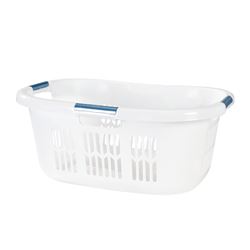 Rubbermaid Hip-Hugger FG299587WHTRB Large Basket, 2.1 bu Capacity, Plastic, White, 1-Compartment 