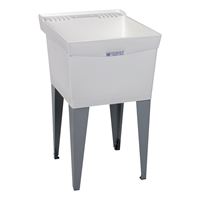 ELM UTILATUB Series 19F Laundry Tub, 18 gal Capacity, 2-Deck Hole, 24 in OAW, 24 in OAD, 20 in OAH, Thermoplastic 