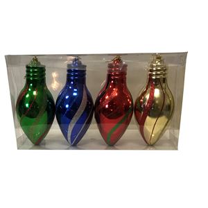 Hometown Holidays 99103 Bulb Ornament, 100 mm H, PVC, Assorted 8 Pack