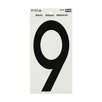 HY-KO RV-70/9 Reflective Sign, Character: 9, 5 in H Character, Black Character, Silver Background, Vinyl 10 Pack 