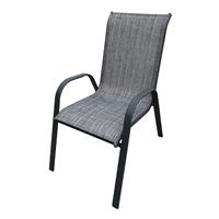 Seasonal Trends 50643 Sling Stack Chair, 21.65 in W, 28 in D, 37.4 in H, Polyester, Black and Tan Tweed 