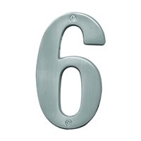 HY-KO Prestige Series BR-51SN/6 House Number, Character: 6, 5 in H Character, Nickel Character, Solid Brass 3 Pack 
