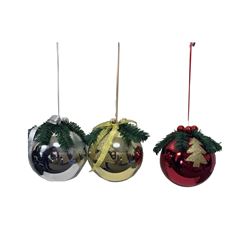 Hometown Holidays 99931 Decorated Ball Ornament, 200 mm H, PVC, Blue/Gold/Green/Red/Silver, Pack of 8 