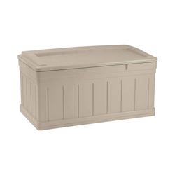 Suncast DB9750 Deck Box, 53 in W, 29 in D, 27-1/2 in H, Resin, Light Taupe 