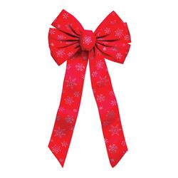 Holidaytrims 6066 Christmas Specialty Decoration, 1 in H, Snowflake Glitter Bow, Velvet, Red/Silver, Pack of 24 