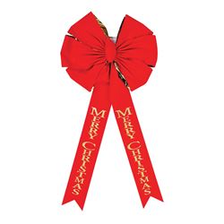 Holidaytrims 6016 Deluxe Outdoor Bow, 2 in H, Velvet, Gold/Red, Pack of 12 