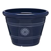 Southern Patio CMX-064718 Planter, 15-1/2 in H, Navy Blue/White 