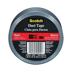 Scotch 1055 Utility Basic Duct Tape, 55 yd L, 1.88 in W, Cloth Backing, Silver 