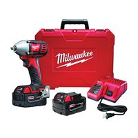 Milwaukee 2658-22 Impact Wrench Kit, Battery Included, 18 V, 3 Ah, 3/8 in Drive, Square Drive, 0 to 3350 ipm 