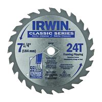 Irwin 25130 Circular Saw Blade, 7-1/4 in Dia, 5/8 in Arbor, 24-Teeth, Carbide Cutting Edge, Applicable Materials: Wood, Pack of 25 