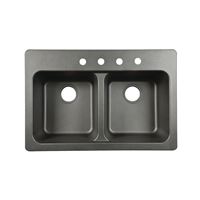 KINDRED FTB904BX Kitchen Sink, 4-Deck Hole, 33 in OAW, 22 in OAH, 9 in OAD, Tectonite, Black, Top Mounting 