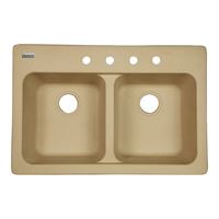 KINDRED FTS904BX Kitchen Sink, 4-Deck Hole, 33 in OAW, 22 in OAH, 9 in OAD, Tectonite, Sand, Top Mounting 