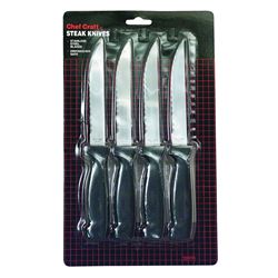 Chef Craft 20979 Steak Knife Set, 4-1/2 in L Blade, Stainless Steel Blade, ABS Handle 