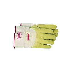 Boss 8424L Protective Gloves, L, Band Top Cuff, Cotton/Polyester Glove, White/Yellow 