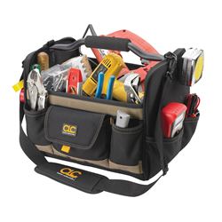 CLC Tool Works Series 1578 Open Top Tool Bag, 11 in W, 11 in D, 14 in H, 21-Pocket, Polyester, Black 