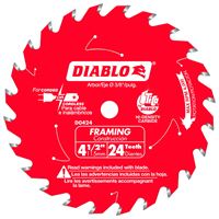 Diablo D0424X Saw Blade, 4-1/2 in Dia, 3/8 in Arbor, 24-Teeth, Applicable Materials: Wood 