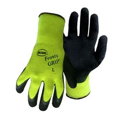 Boss 8439NX Work Gloves, XL, 12 in L, Knit Wrist Cuff, Acrylic/Latex, Black/Hi-Viz Green 
