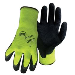 Boss 8439NL Gloves, L, Knit Wrist Cuff, Acrylic/Latex Palm, High-Visibility Green 