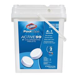 Clorox POOL & Spa ACTIVE99 22435CLX Chlorinating Tablet, Solid, Chlorine, 35 lb Bucket 