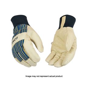Heatkeep 1928 KW-M Gloves, Men's, M, Angled Wing Thumb, Elastic Knit Wrist Cuff, Black/Golden/Yellow