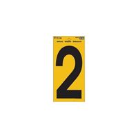 HY-KO RV-75/2 Reflective Sign, Character: 2, 5 in H Character, Black Character, Yellow Background, Vinyl 10 Pack 